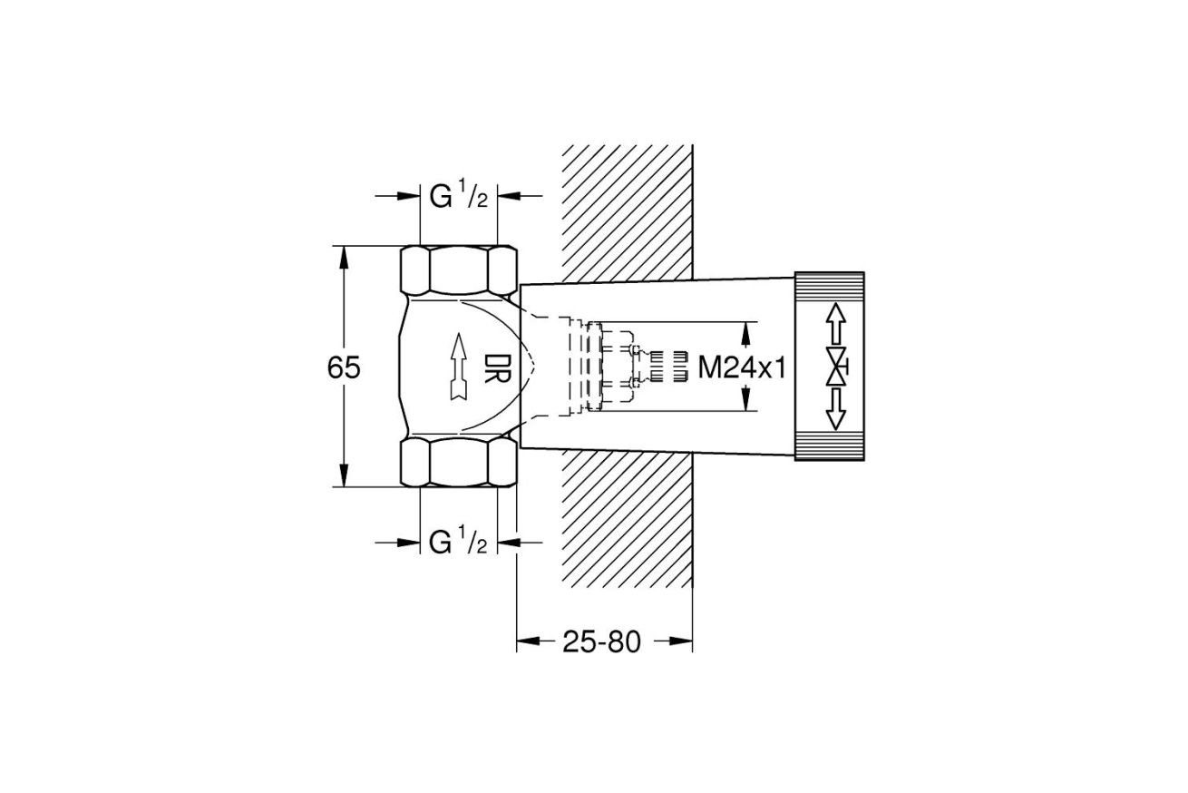 Встраиваемая часть вентиля GROHE, резьба 1/2″ (29800000)