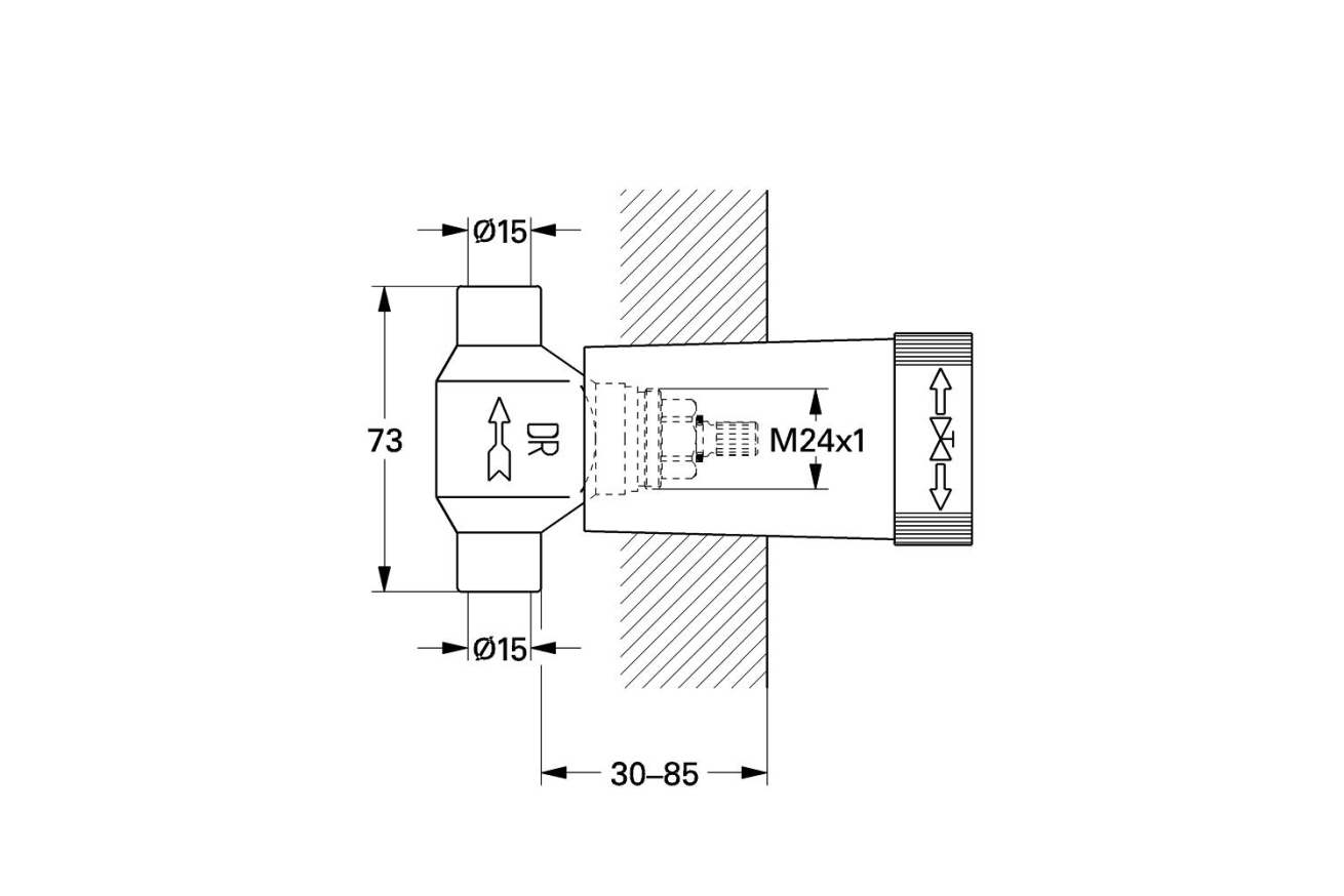 Встраиваемая часть вентиля GROHE, резьба 1/2″ для пайки Ø15 мм (29801000)
