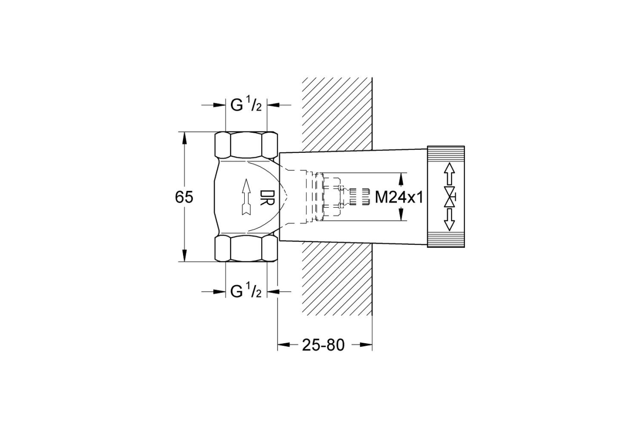 Встраиваемая часть вентиля GROHE, резьба 1/2″ (29811000)