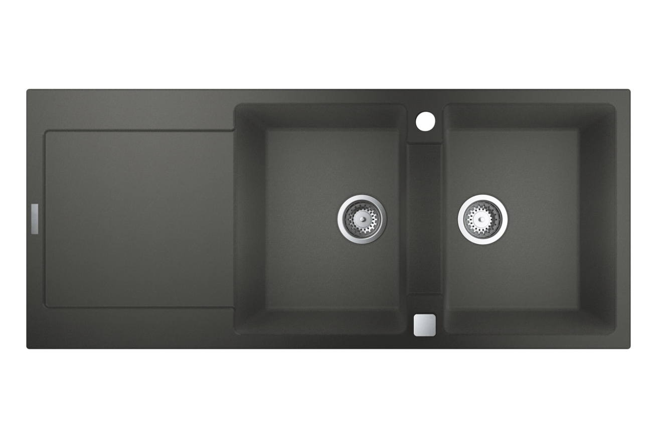 Мойка GROHE K500 с двумя чашами, 1160 x 500 мм, серый гранит (31647AT0)