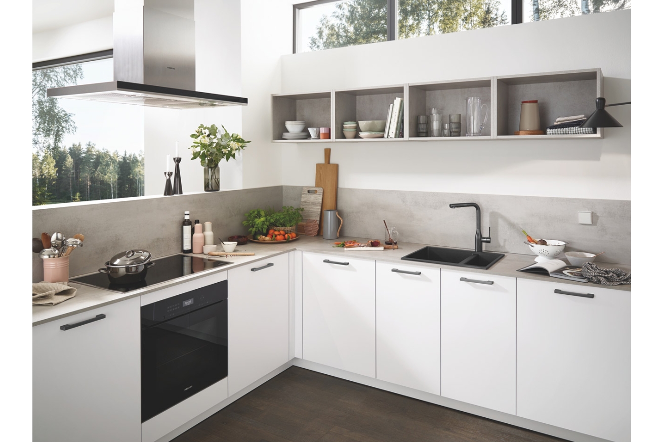 Мойка GROHE K500 с 1,5 чашей, 555 x 460 мм, черный гранит (31648AP0)
