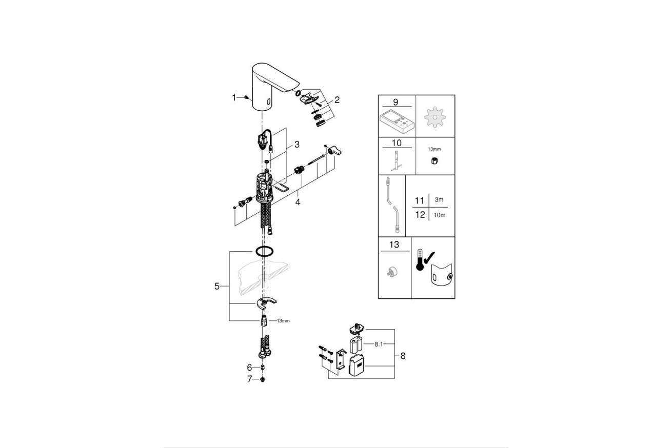 Смеситель для раковины GROHE BauCosmopolitan E инфракрасный, хром (36451000)