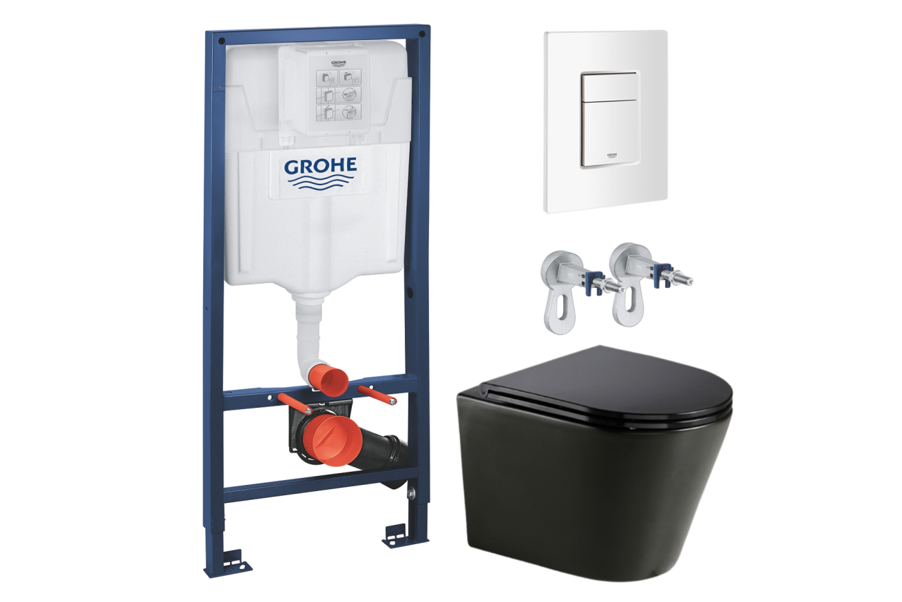 Комплект инсталляции GROHE Rapid SL 38772SH0 с унитазом AQUAme AQM2001MB и сиденьем с микролифтом (NW0282)