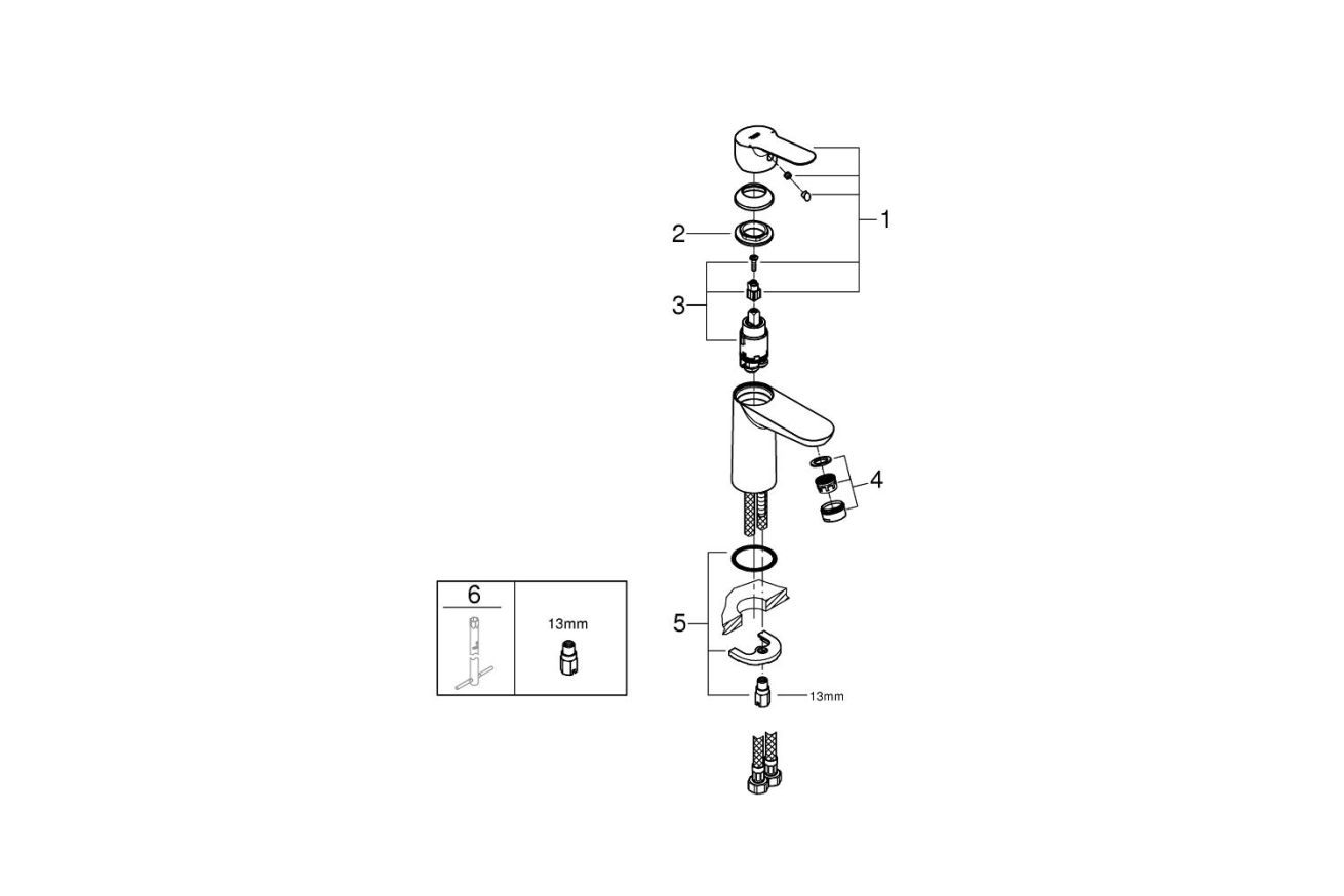 Смеситель для раковины GROHE BauEdge, S-size, хром (23330000)