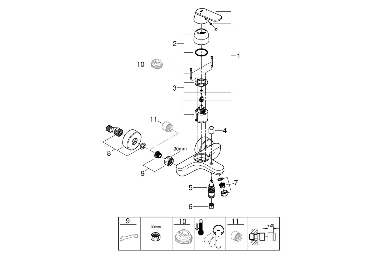 Смеситель для ванны GROHE Eurosmart Cosmopolitan, хром (32831000)