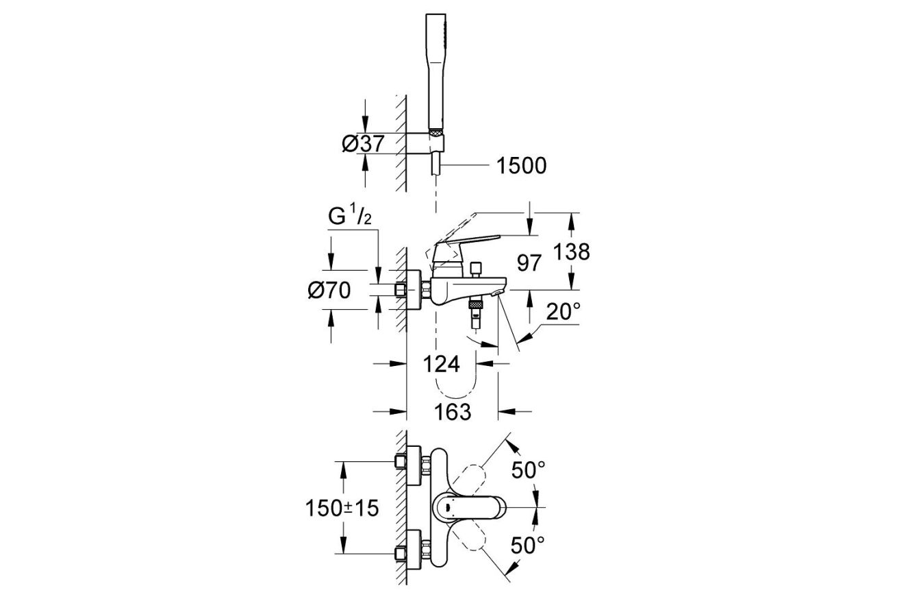 Смеситель для ванны GROHE Eurosmart Cosmopolitan, хром (32832000)