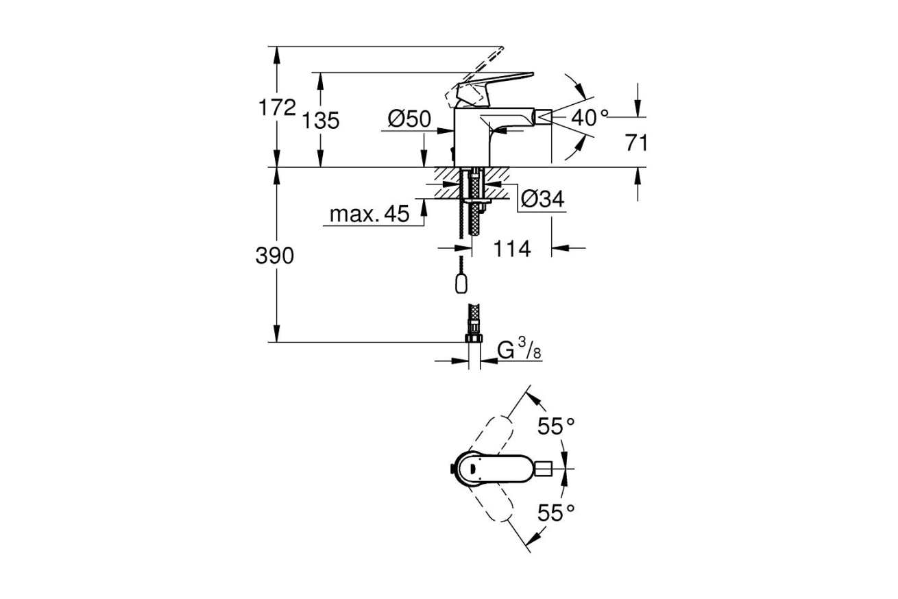 Смеситель для биде GROHE Eurosmart Cosmopolitan, S-size, хром (32840000)