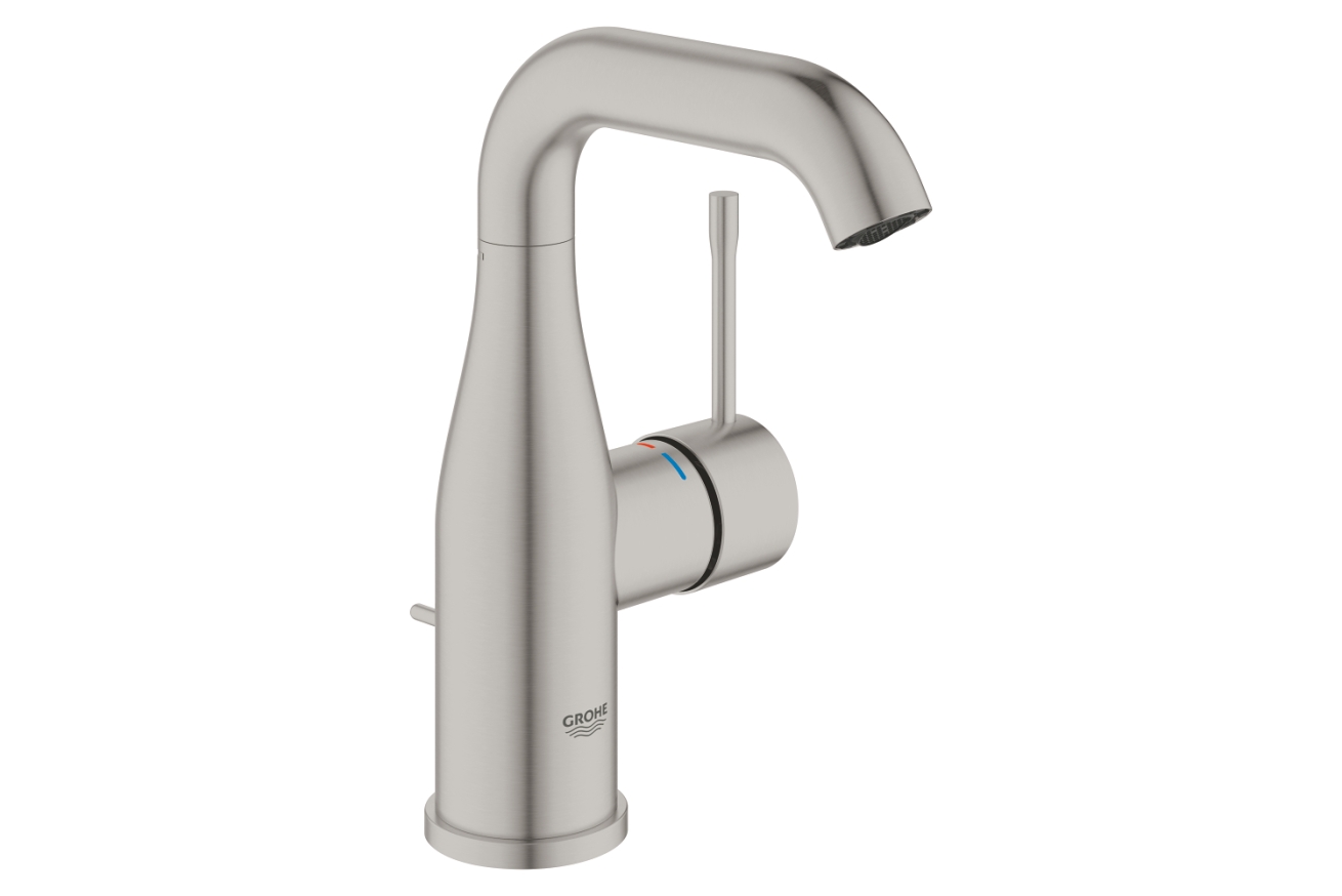 Смеситель для раковины GROHE Essence с донным клапаном, M-size, суперсталь (24173DC1)