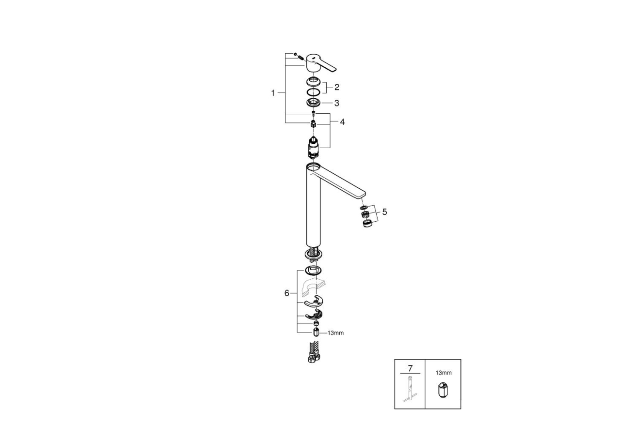 Смеситель для раковины GROHE Lineare, XL-size, хром (23405001)