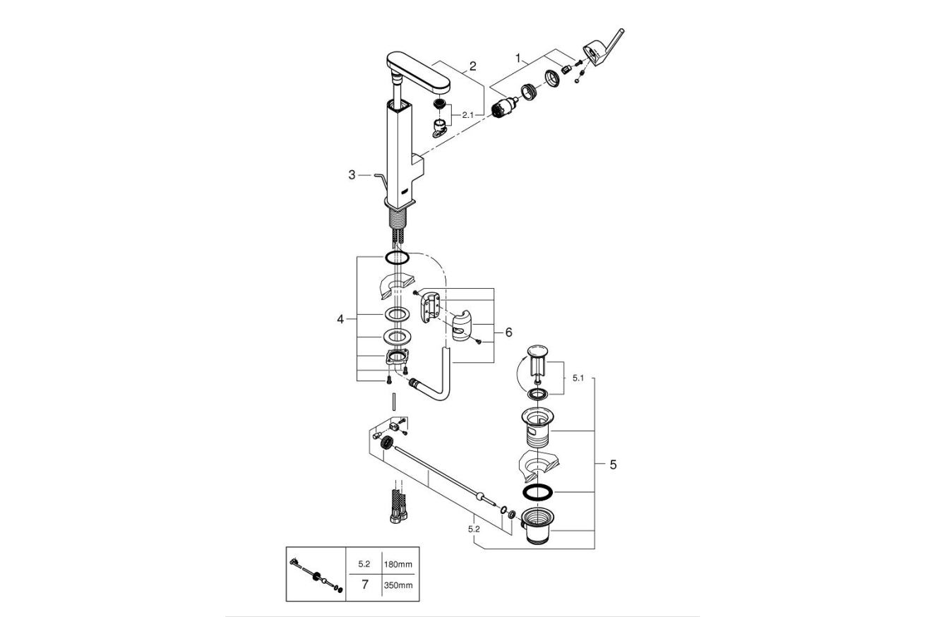 Смеситель для раковины GROHE Plus, L-size, хром (23843003)