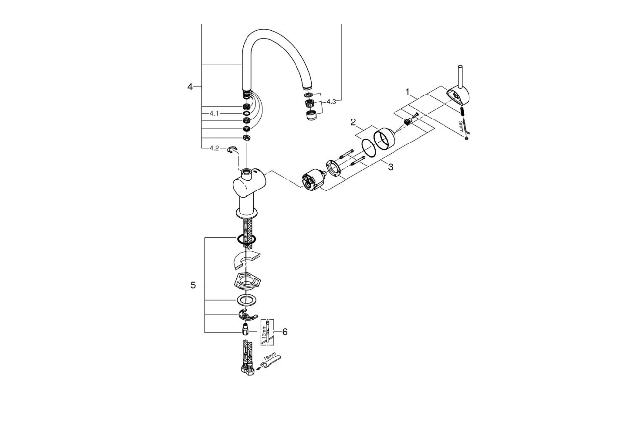Смеситель для кухни GROHE Minta, черный бархат (32917KS0)