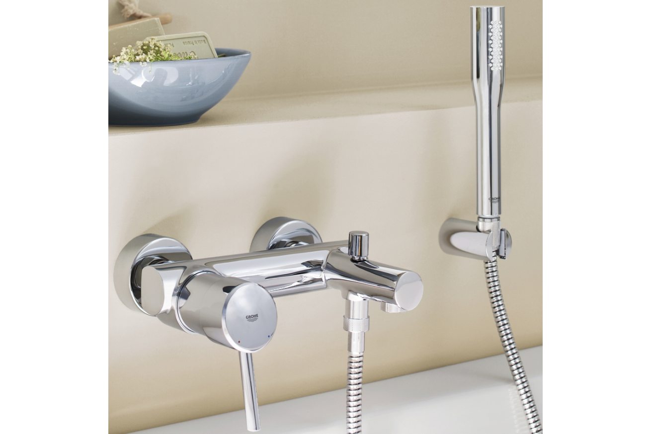 Смеситель для ванны GROHE Concetto с душевым гарнитуром, хром (32212001)