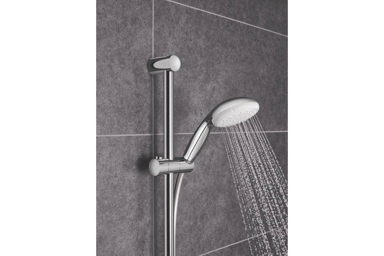 Душевой гарнитур GROHE Tempesta 100, 2 режима струи, душевая штанга 600 мм, 9,5 л/мин, хром (26162001)