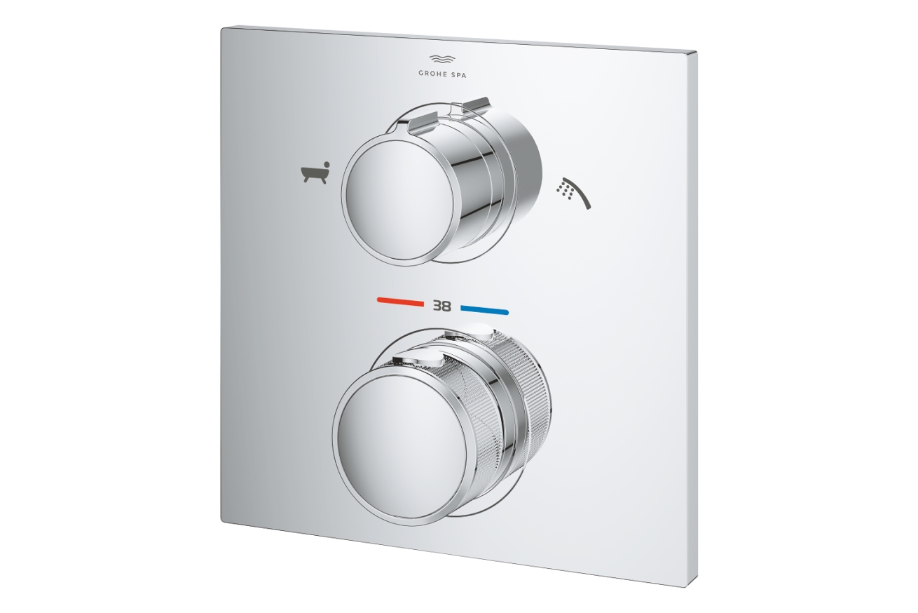 Внешняя часть термостата для ванны GROHE Allure скрытого монтажа на 2 потребителя, квадратная, хром (19446002)