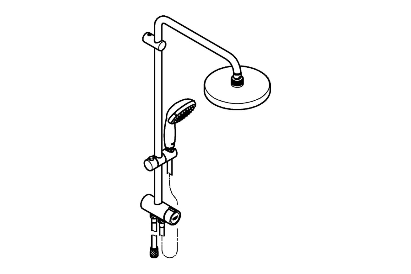 Душевая система GROHE New Tempesta 200 с переключателем потоков, хром (27389002)