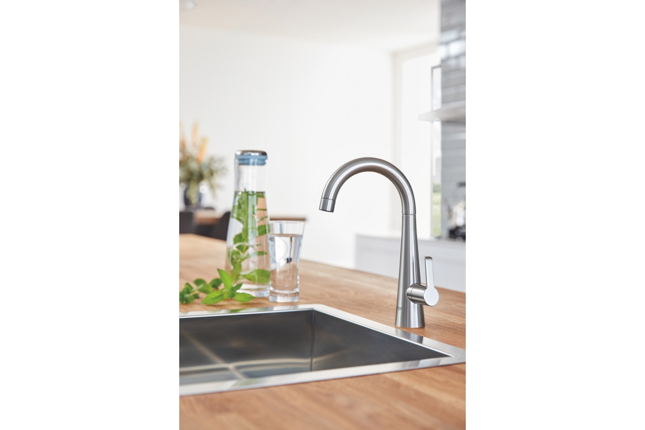 Кран для кухонной мойки GROHE Zedra для фильтрованной воды, без функции смешивания, суперсталь (30026DC2)