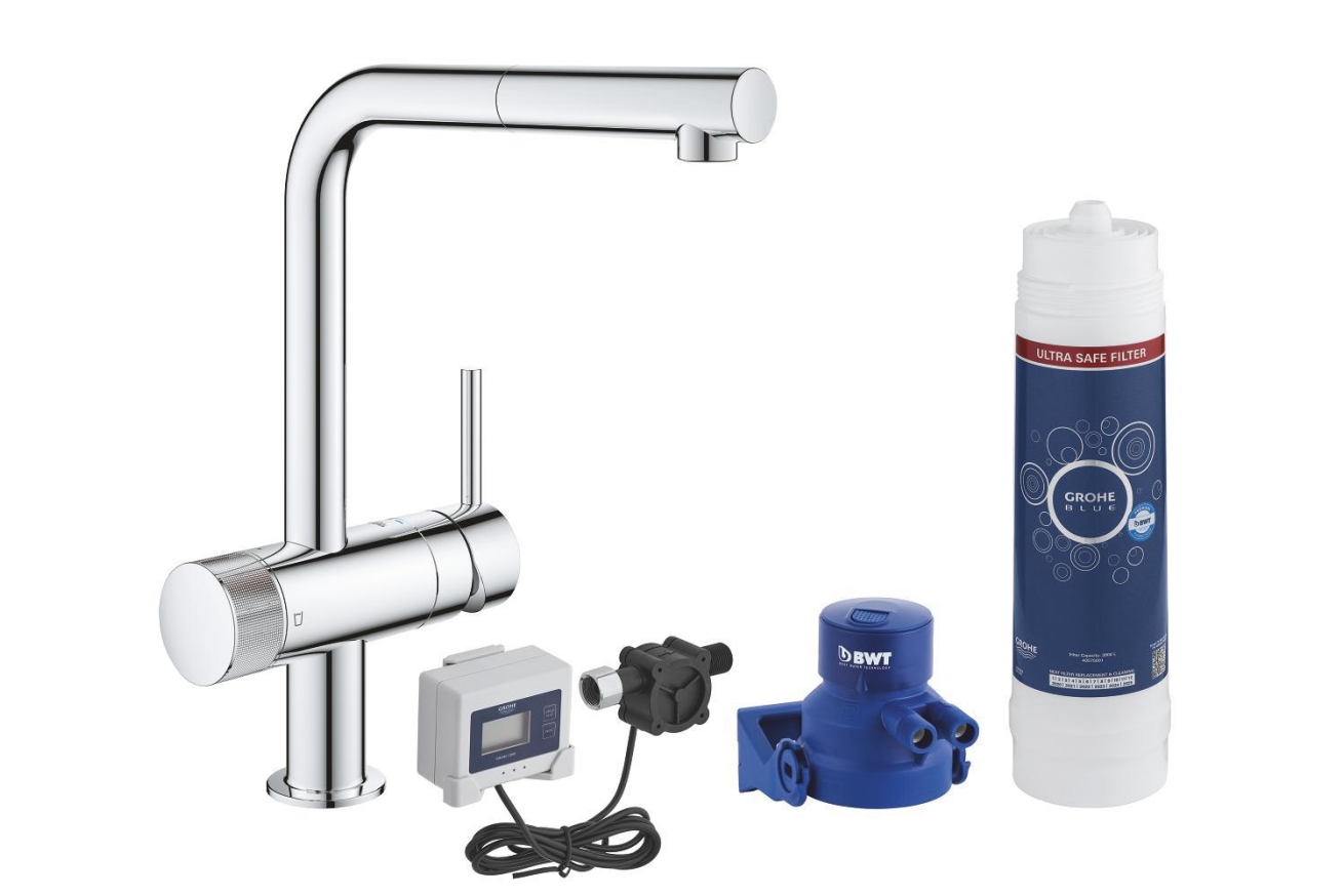 Смеситель для кухни GROHE Blue Pure Minta с функцией фильтрации, с фильтром в комплекте, хром (30393000)