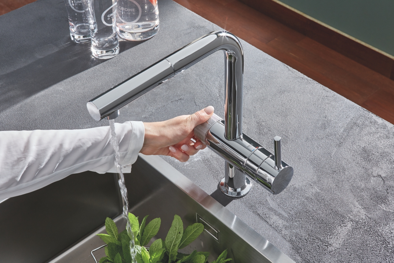Смеситель для кухни GROHE Blue Pure Minta с функцией фильтрации, с фильтром в комплекте, хром (30393000)