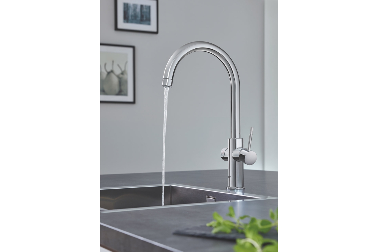 Комплект для кухни GROHE Red Duo с C-образным смесителем, бойлером L-Size и фильтром, хром (30079001)