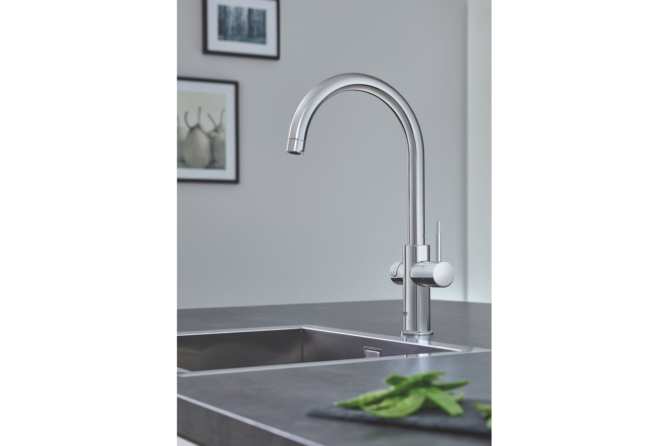Комплект для кухни GROHE Red Duo с C-образным смесителем, бойлером L-Size и фильтром, хром (30079001)