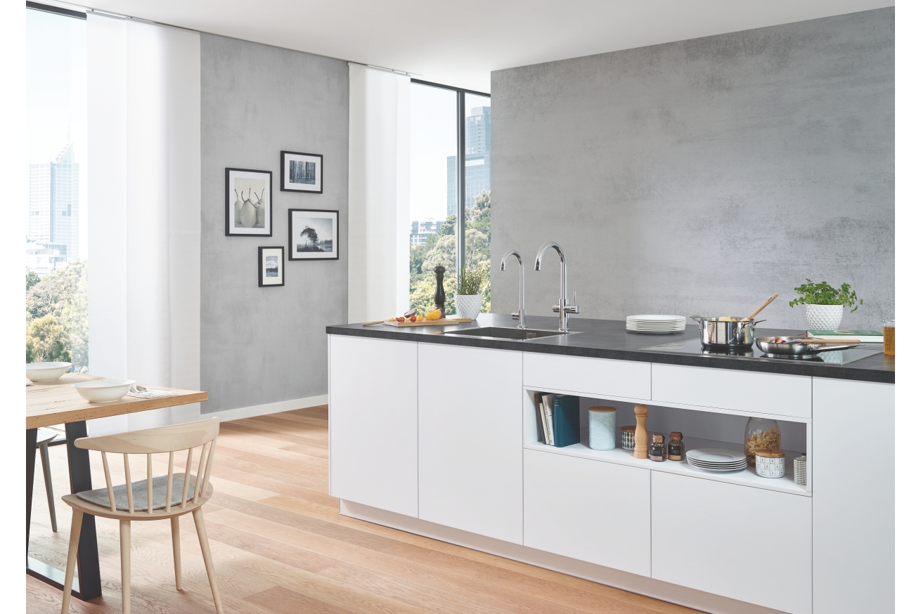 Комплект для кухни GROHE Red Duo с C-образным смесителем, бойлером L-Size и фильтром, хром (30079001)
