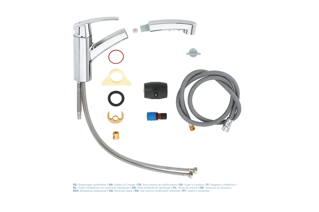 Смеситель для кухни GROHE Start QuickFix с вытяжным душем, хром (30307000)
