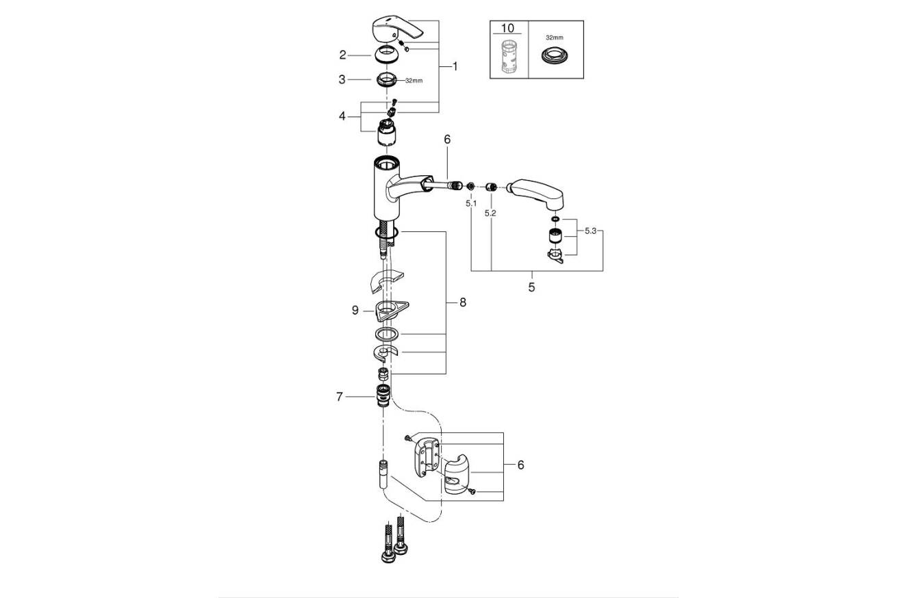 Смеситель для кухни GROHE Start QuickFix с вытяжным душем, хром (30307000)