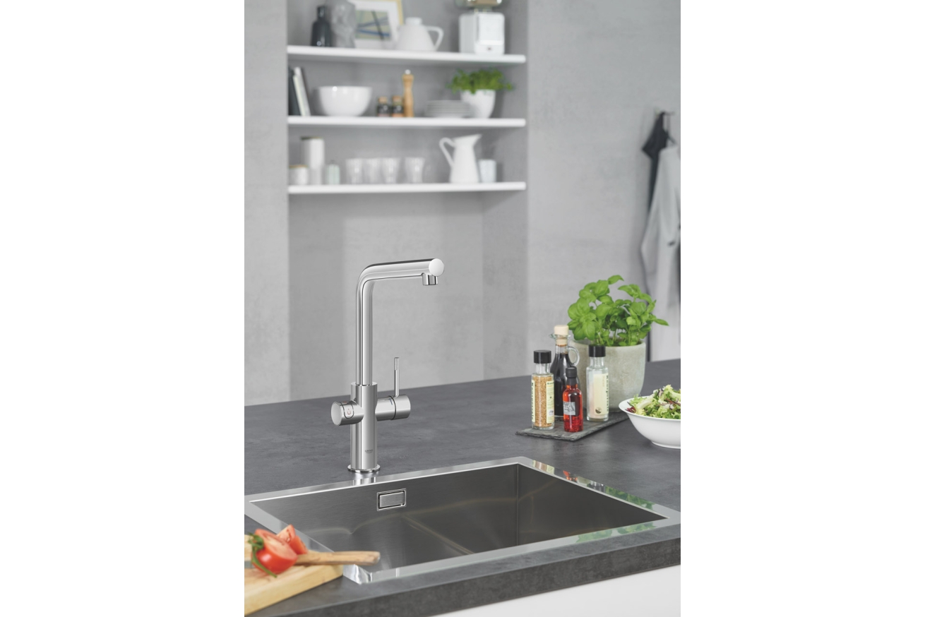 Комплект для кухни GROHE Red Duo с L-образным смесителем, бойлером L-Size и фильтром, хром (30325001)