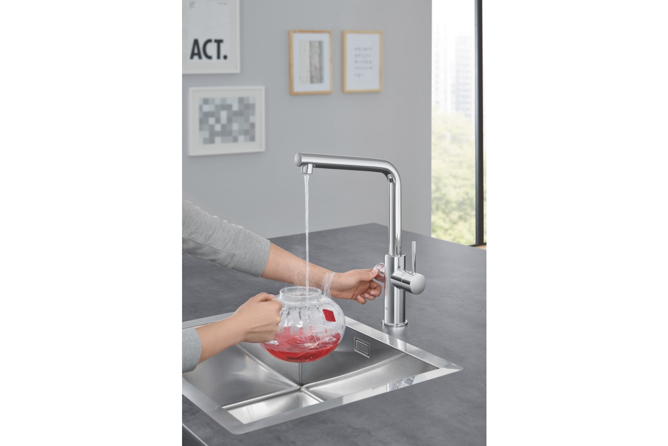 Комплект для кухни GROHE Red Duo с L-образным смесителем, бойлером L-Size и фильтром, хром (30325001)