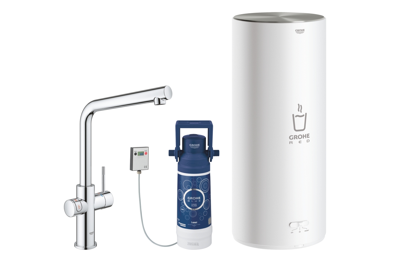 Комплект для кухни GROHE Red Duo с L-образным смесителем, бойлером L-Size и фильтром, хром (30325001)