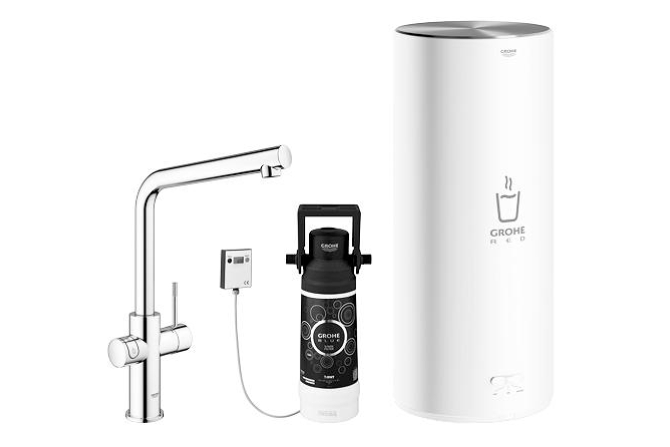 Комплект для кухни GROHE Red Duo с L-образным смесителем, бойлером L-Size и фильтром, хром (30325001)