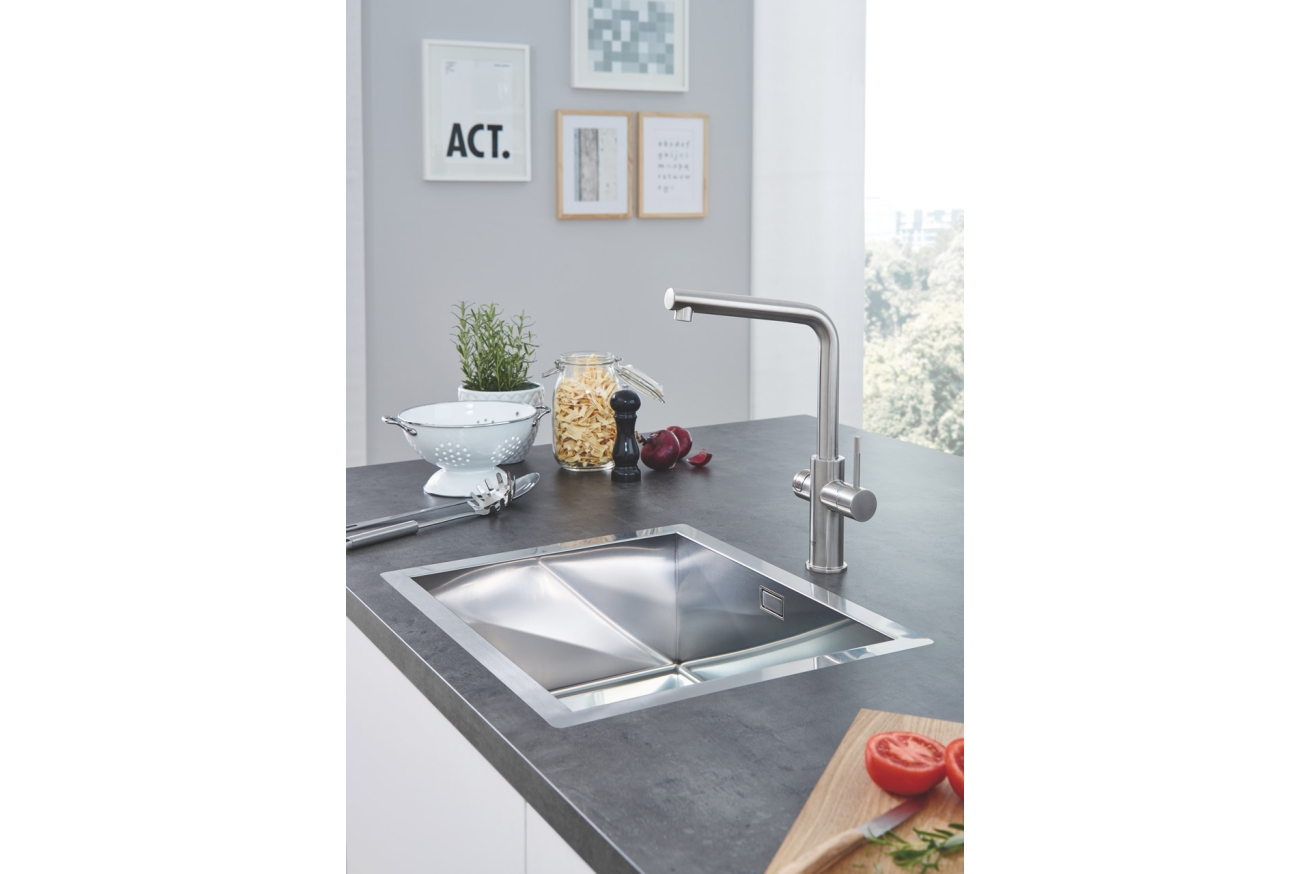 Комплект для кухни GROHE Red Duo с L-образным смесителем, бойлером L-Size и фильтром, суперсталь (30325DC1)
