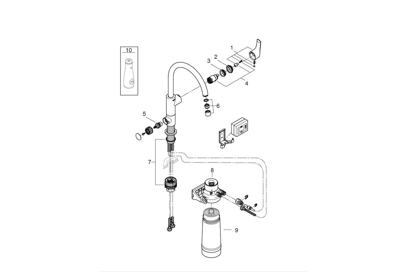 Смеситель для кухни GROHE Blue Pure Eurosmart с функцией фильтрации, с фильтром в комплекте, хром (30383000)