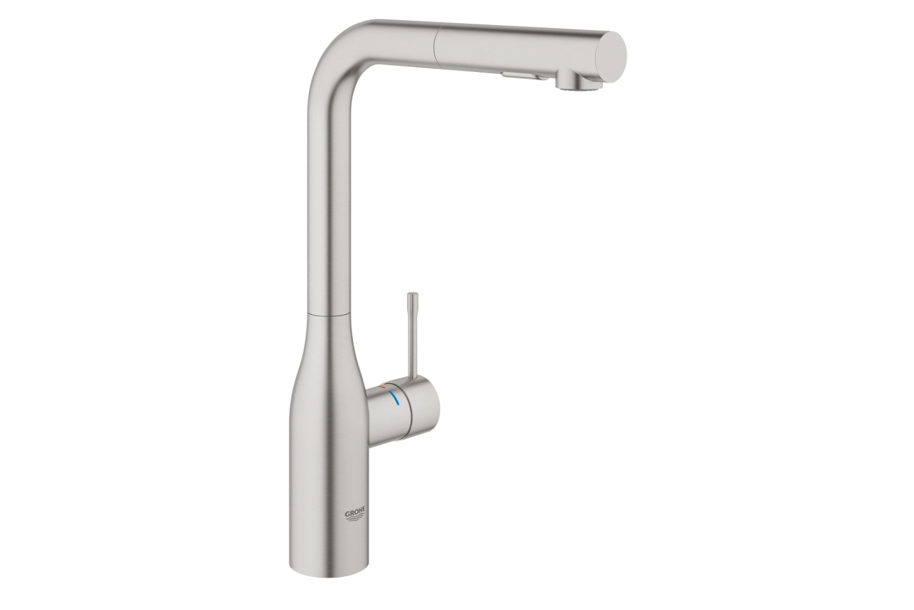 Смеситель для кухни GROHE Accent с вытяжным L-образным изливом с аэратором, суперсталь (30432DC0)