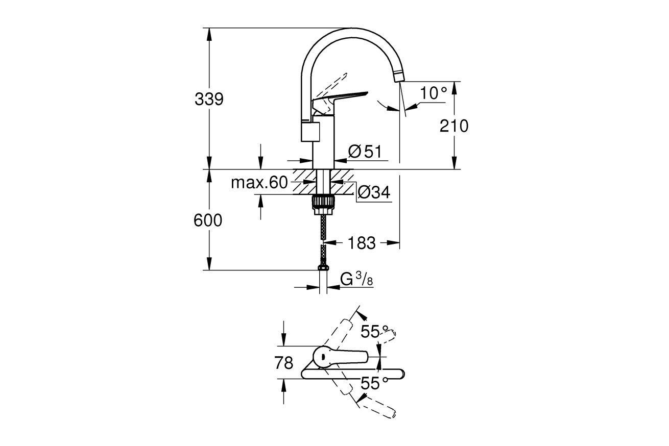 Смеситель для кухни GROHE Start QuickFix, хром (30469000)
