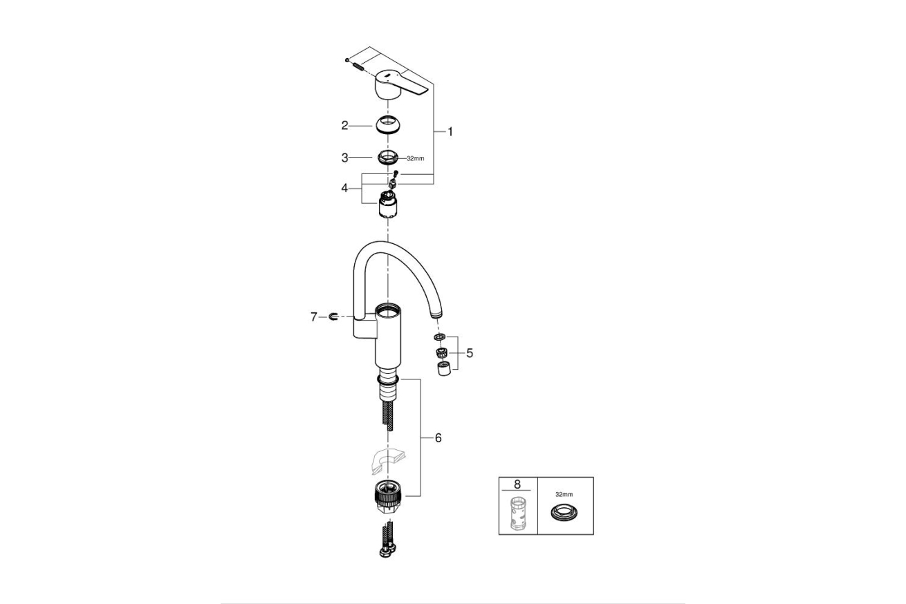 Смеситель для кухни GROHE Start QuickFix, хром (30469000)
