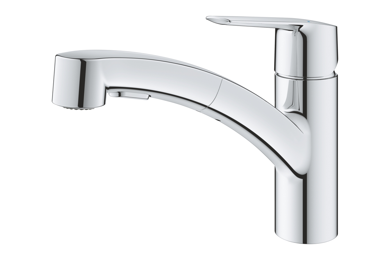 Смеситель для кухни GROHE Start QuickFix с низким вытяжным изливом, хром (30531001)