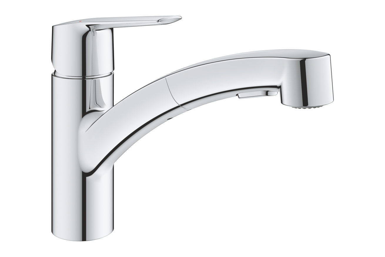 Смеситель для кухни GROHE Start QuickFix с низким вытяжным изливом, хром (30531001)