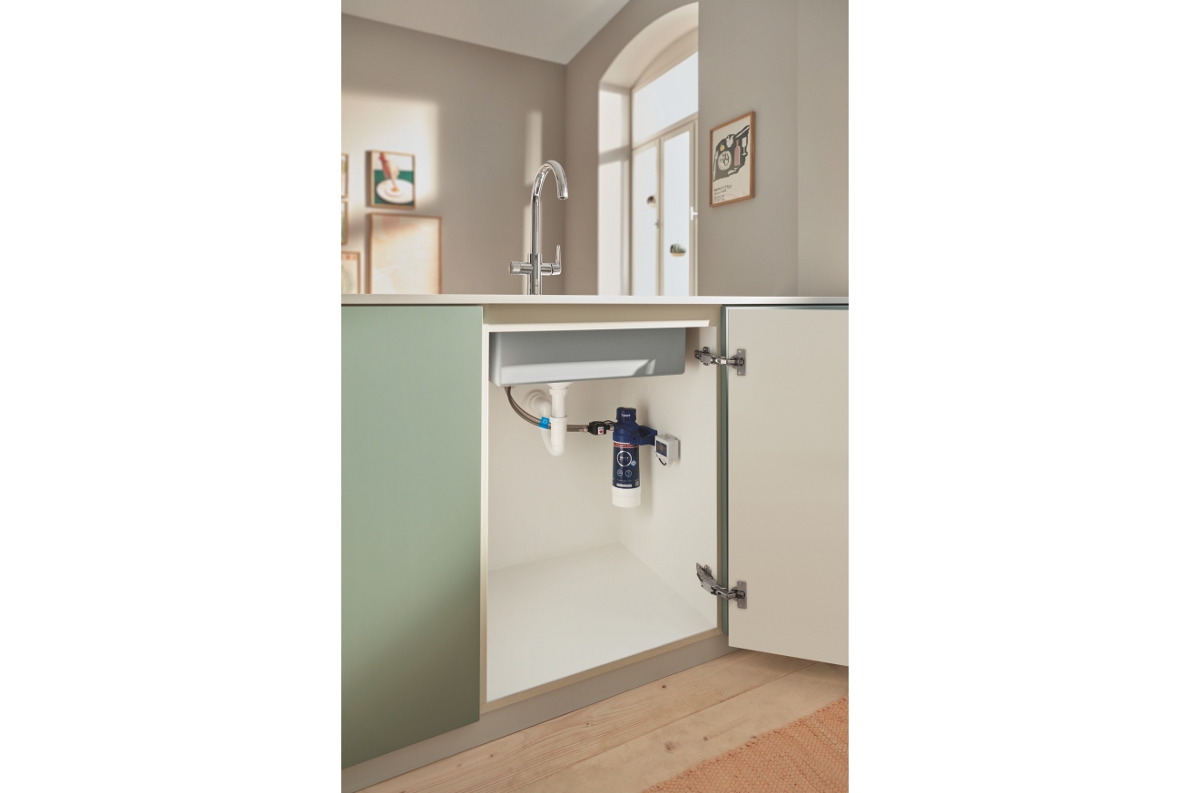 Смеситель для кухонной мойки GROHE Blue Pure BauCurve с функцией фильтрации, с фильтром UltraSafe в комплекте, хром (30582000)