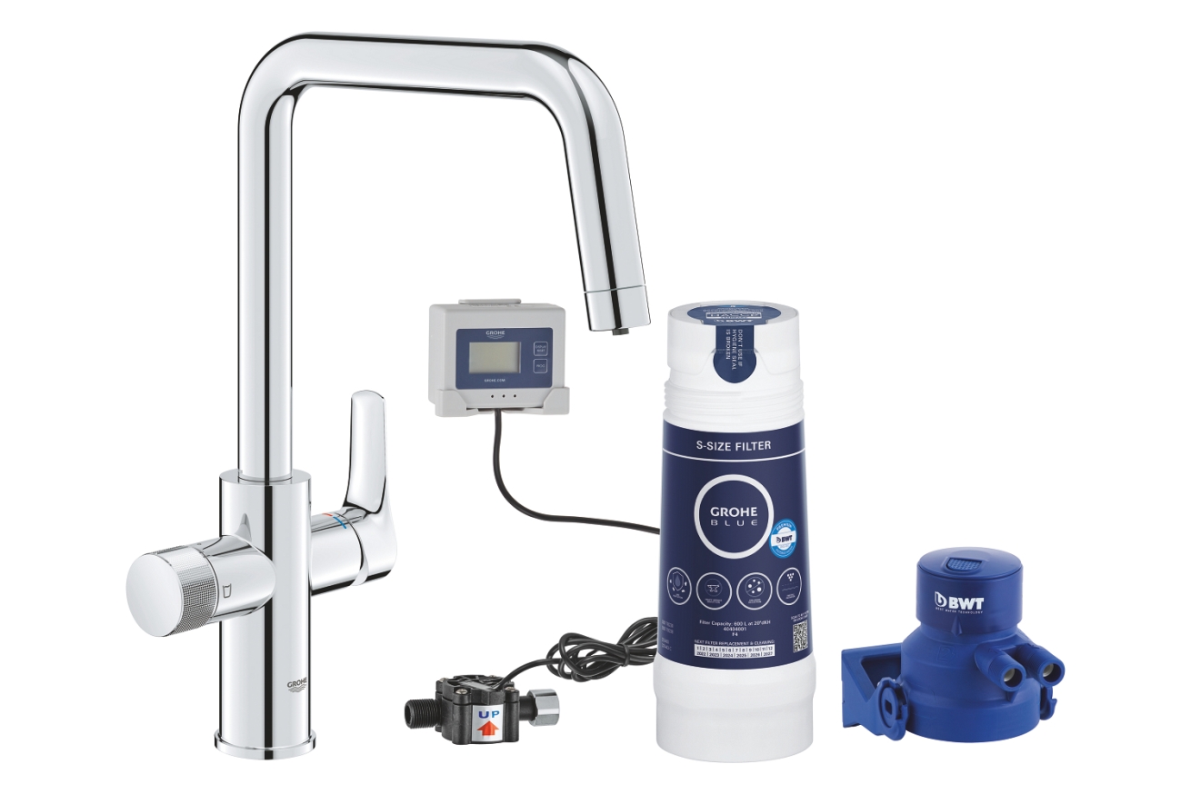 Смеситель для кухонной мойки GROHE Blue Pure Eurosmart с функцией фильтрации, с фильтром в комплекте, хром (30584000)