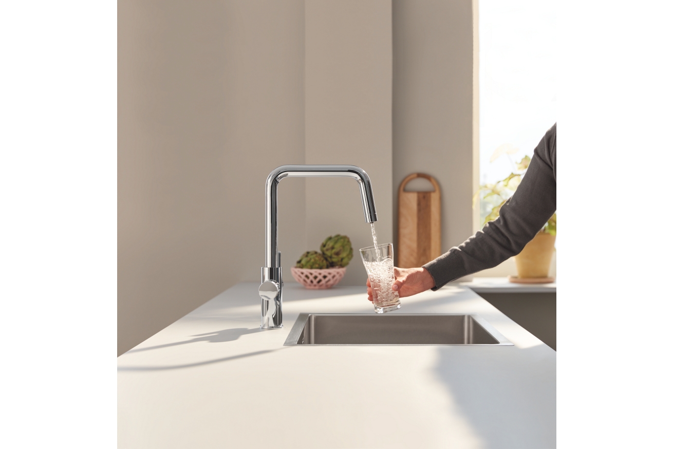 Смеситель для кухонной мойки GROHE Blue Pure Eurosmart с функцией фильтрации, с фильтром в комплекте, хром (30584000)
