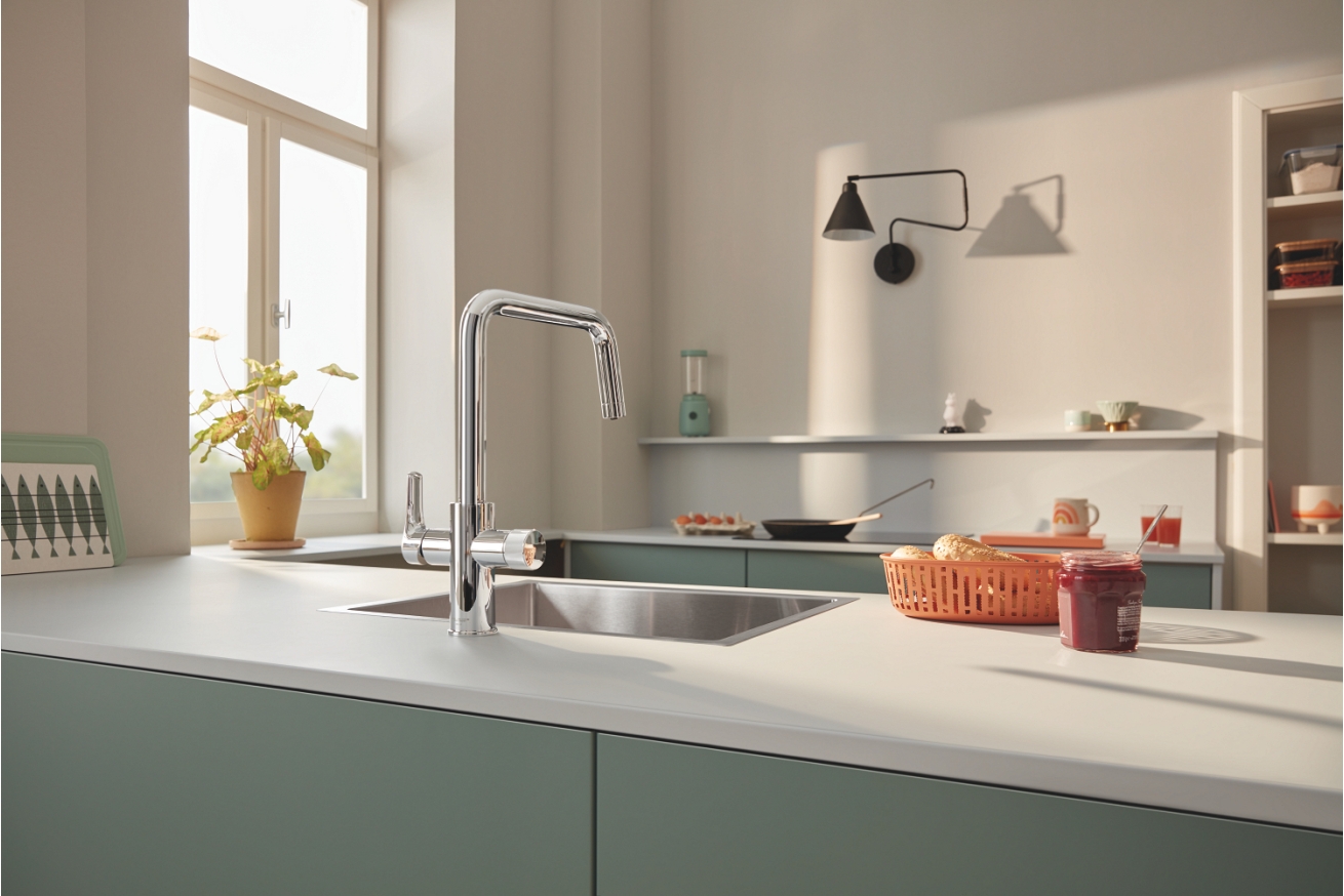 Смеситель для кухонной мойки GROHE Blue Pure Eurosmart с функцией фильтрации, с фильтром в комплекте, хром (30584000)