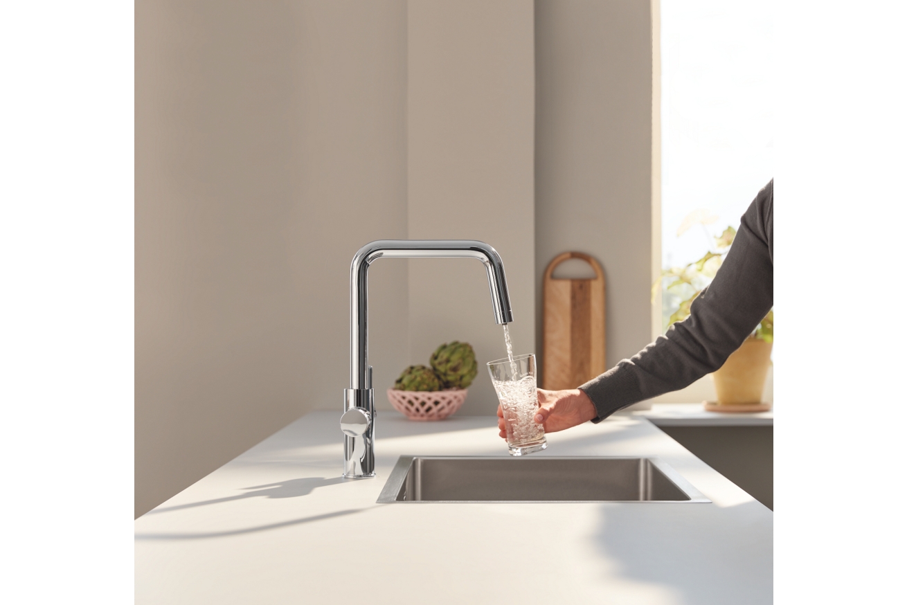 Смеситель для кухонной мойки GROHE Blue Pure Eurosmart с функцией фильтрации, с фильтром в комплекте, хром (30584000)