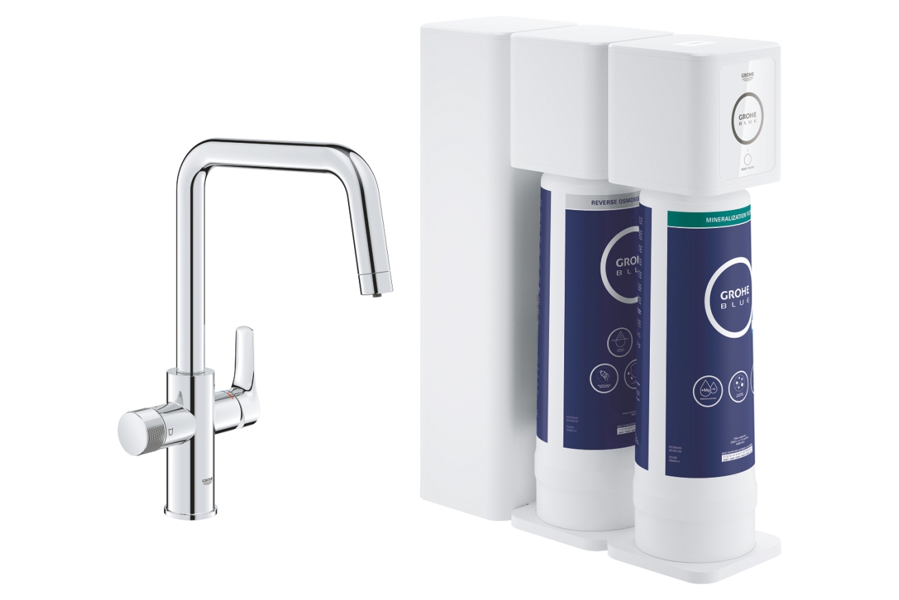 Смеситель для кухонной мойки GROHE Blue Pure Eurosmart с функцией фильтрации, с фильтром обратного осмоса с минерализацией в комплекте, хром (30587000)