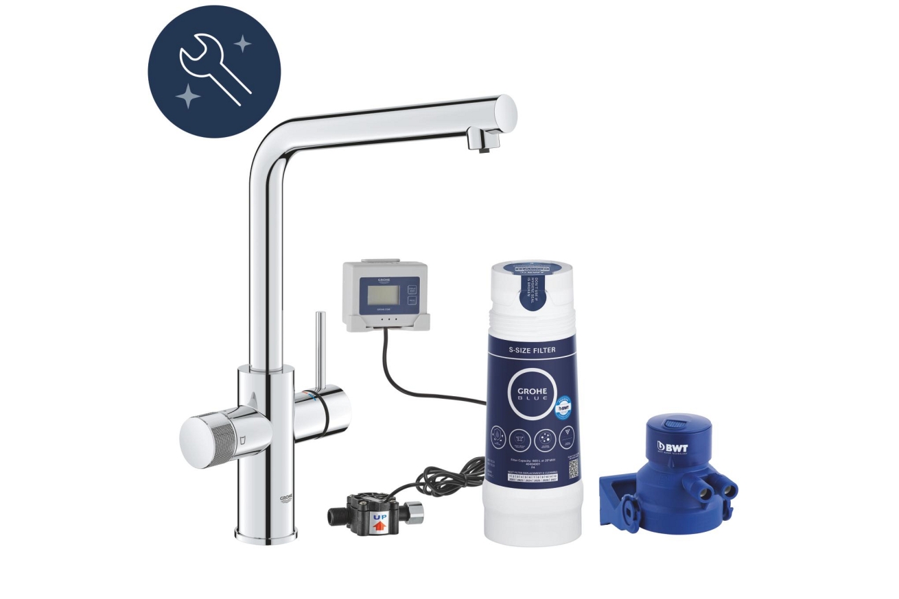 Смеситель для кухонной мойки GROHE Blue Pure Minta с функцией фильтрации, с фильтром в комплекте, хром (30589000)