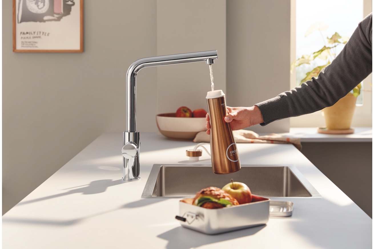 Смеситель для кухонной мойки GROHE Blue Pure Minta с функцией фильтрации, с фильтром в комплекте, хром (30589000)