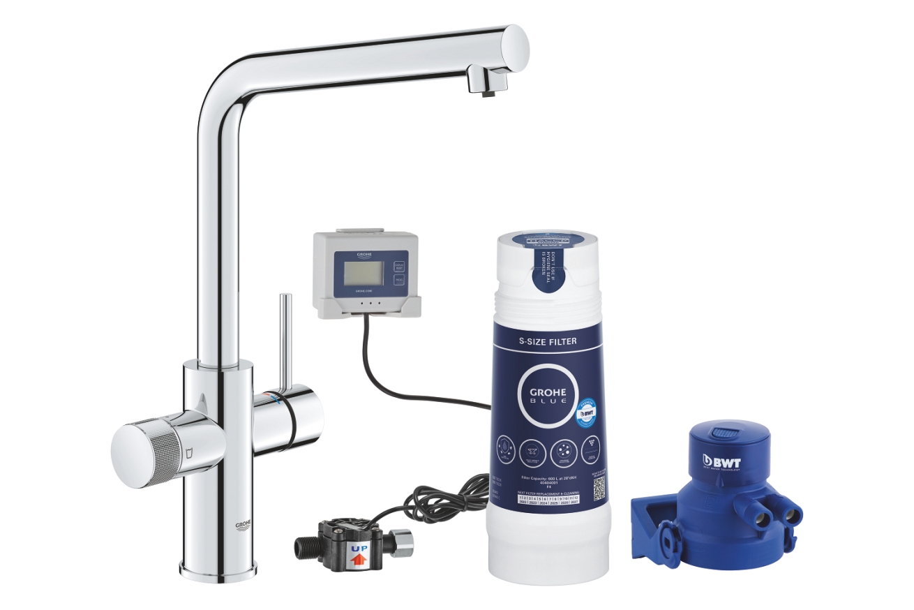 Смеситель для кухонной мойки GROHE Blue Pure Minta с функцией фильтрации, с фильтром в комплекте, хром (30589000)