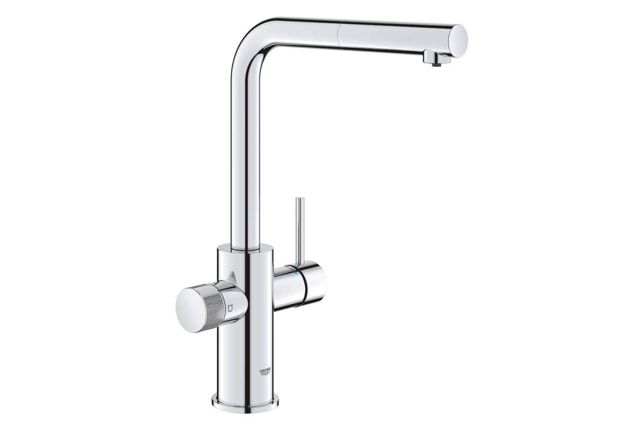Смеситель для кухонной мойки GROHE Blue Pure Minta c вытяжным изливом, функцией фильтрации, без фильтра в комплекте, хром (30590000)