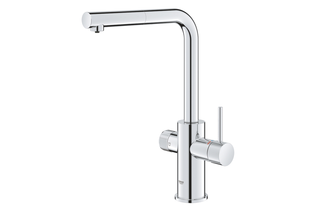 Смеситель для кухонной мойки GROHE Blue Pure Minta c вытяжным изливом, функцией фильтрации, без фильтра в комплекте, хром (30590000)