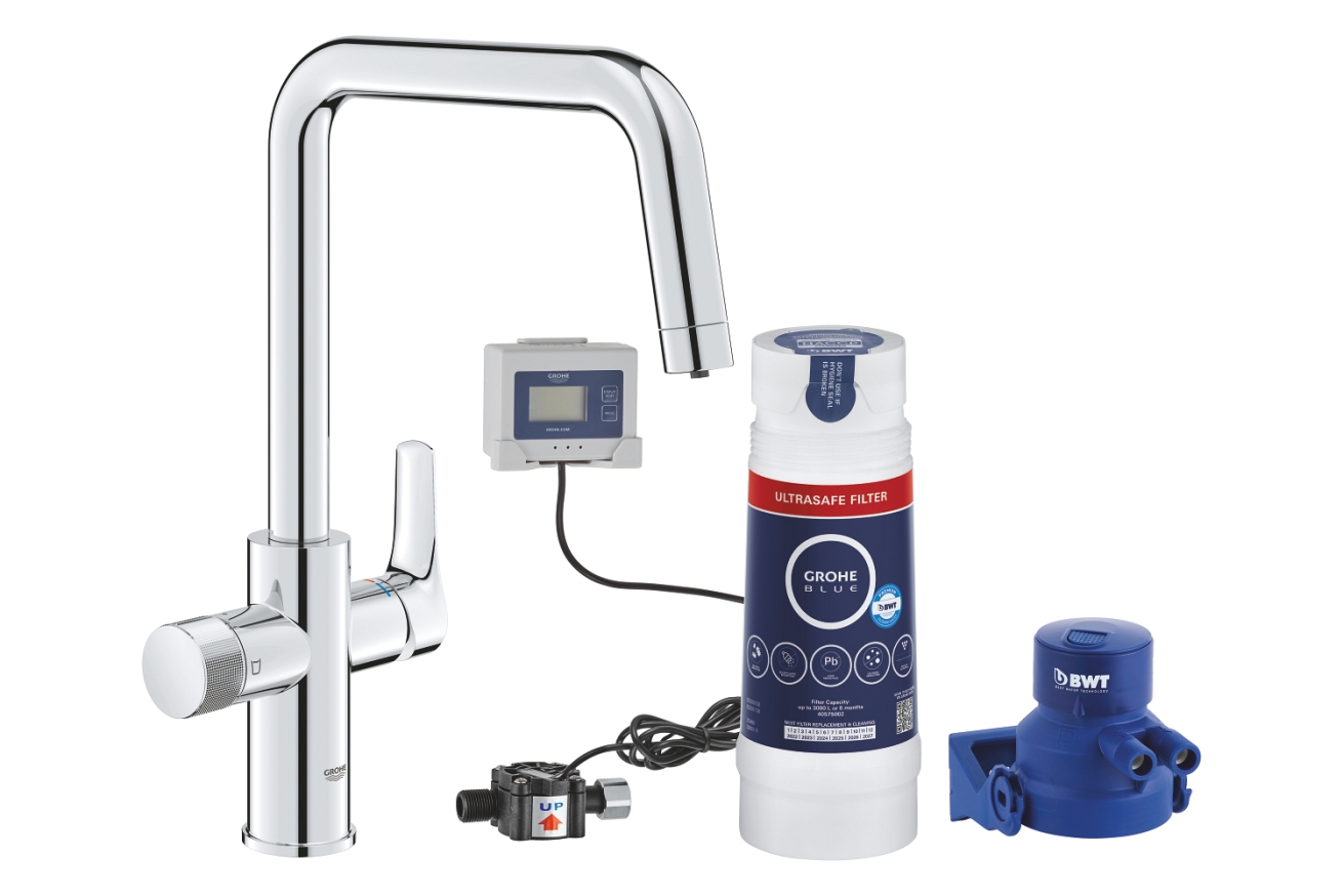 Смеситель для кухни GROHE Blue Pure Start с функцией фильтрации, с фильтром Ultrasafe в комплекте, хром (30594000)